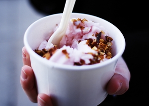 ソテリアグラノーラ調理例写真「アイスクリームと一緒に」