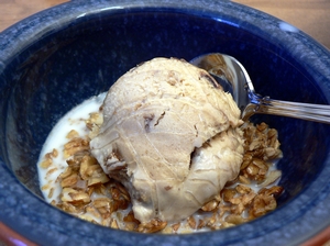 ソテリアグラノーラ調理例写真「ミルクとアイスクリーム」