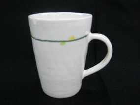 マグカップ（大）乳白　緑ライン